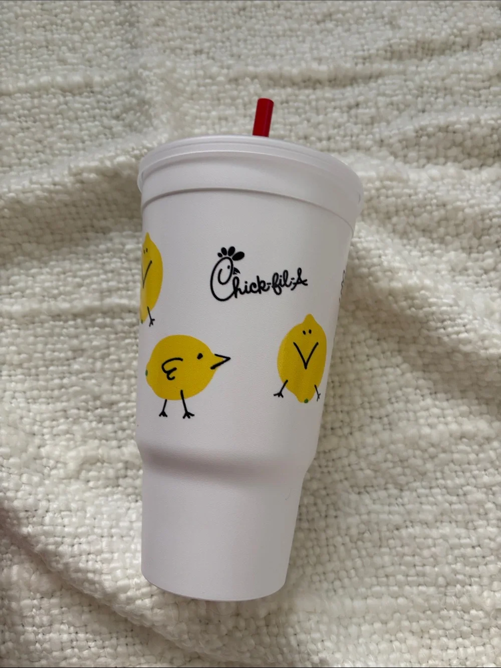 Chick-fil-A White & Yellow Chick Pattern Reusable Drink Cup